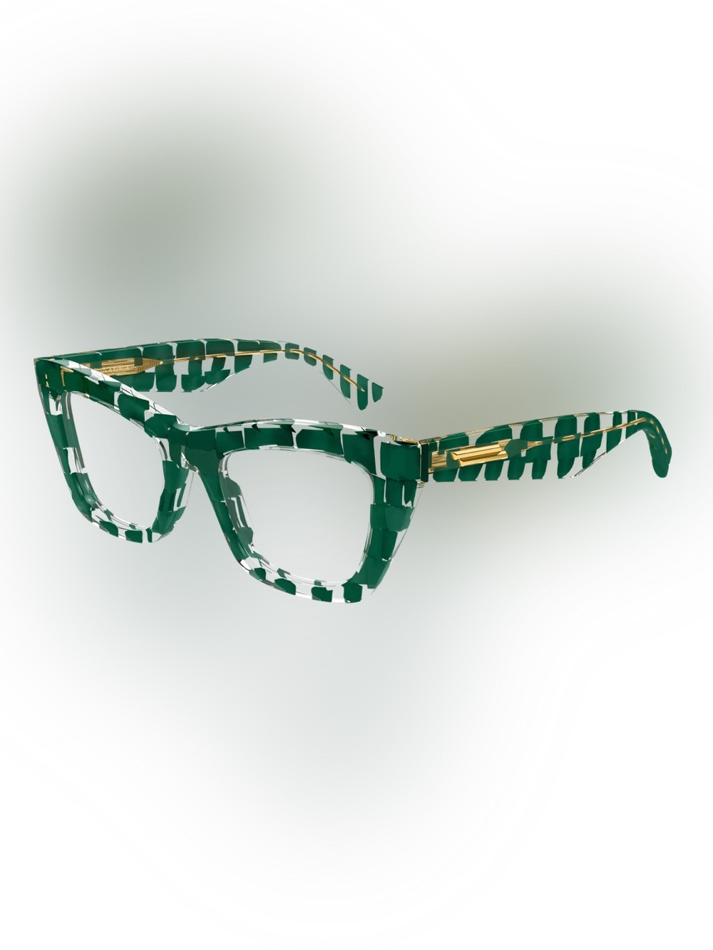 Bottega Veneta BV1215O Green Patterned Smart Glasses Frame - NEW